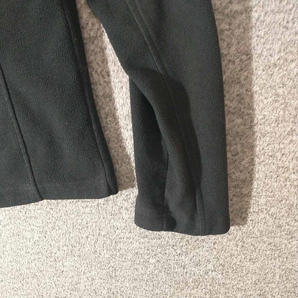 Columbia Mens Full Zip Fleece Jacket Black Mock Neck Large Zippered Pockets